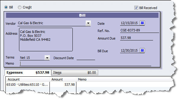 Bill Tracking in QuickBooks